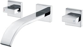 Sumerain Wall Mount Lavatory Faucet Two Handle Bathroom Faucet Brass Chrome - £123.09 GBP