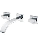 Sumerain Wall Mount Lavatory Faucet Two Handle Bathroom Faucet Brass Chrome - £120.46 GBP