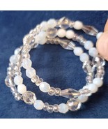 Classic Crystal and White Crystal Memory Wire Bracelet  - $15.95