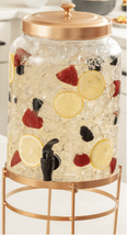NEW Lg Tito&#39;s Vodka Glass Batch Cocktail Drink Dispenser &amp; metal stand i... - $29.95