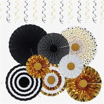 Golden Celebration: 2021 Premium Graduation Decorations - Black &amp; Gold Party Fan - $43.55