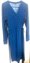 Ann Taylor 12 Blue Dot Geometric Wrap Around Mid Calf Dress - $24.75