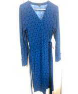 Ann Taylor 12 Blue Dot Geometric Wrap Around Mid Calf Dress - $24.75