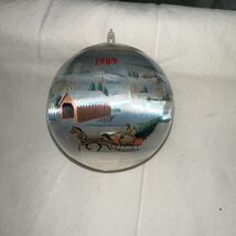 Vintage 1989 Satin Merry Christmas Ornament Horse Drawn Sleigh Covered B... - $9.99