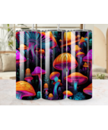 Neon Mushroom- 20oz Straight Skinny Tumbler Stainless Custom Drinkware Gift - £19.94 GBP