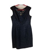 Jessica H Sheath Dress Size 14 Sleeveless Jacquard Embellished Neckline - $58.19