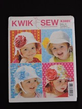 Kwik Sew Sewing Pattern Baby Girl Toddlers Hats Flower Bow K3989 Sun Protection - $11.99