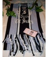 Juicy Couture Scarf Muffler Fringe Ladies Womens MSRP $85 Black Gray Gre... - $21.00