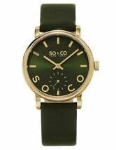 NEW SO &amp; CO 5093L.4 Womens Madison Green Logo Dial Green Strap Yellow Gold Watch - £33.45 GBP