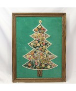 Costume Jewelry Art Christmas Tree Framed Green Velvet Vintage 17 x 23&quot; ... - $1,549.70 MXN