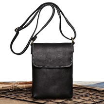Retro Flip Black Small Shoulder Bag for Men Genuine Leather Sling Crossbody Bags - £30.96 GBP