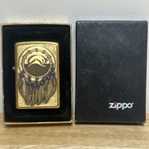 2003 Brushed Brass Dream Catcher W/TURQUOISE Beads Zippo Lighter Mint In Box - £67.34 GBP