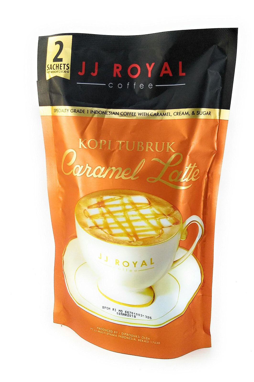 JJ Royal Kopi Tubruk Caramel Latte, 2 sachets @ 30 Gram ( 3 Packs) - $32.09