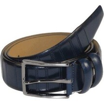 Men Classic Genuine Soft Leather Belt PIERO ROSSI Turkey #Navy Blue line image 5