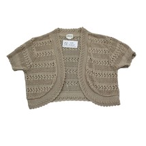 Sweet Kizz Sweater Womens L Beige Cardigan Short Sleeve Open Front Crop ... - £19.47 GBP