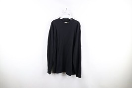 Vintage 90s Eddie Bauer Mens LT Faded Blank Mock Neck Long Sleeve T-Shirt Black - £38.62 GBP