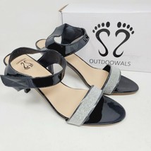 OUTDOOWALS Womens heeled sandals Size 8 m black silver glitter - $34.87
