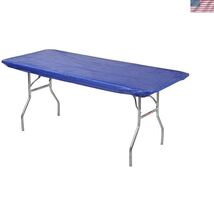 30" x 72" 6 Feet Royal Blue Rectangular Fitted Plastic Table Covers - 10... - $131.91