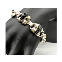 Vintage 925 Sterling Silver Mexico Warrior Onyx Bracelet - $123.75