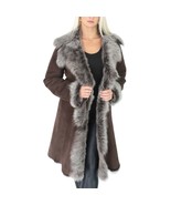 DR220 Women&#39;s Shearling Long Italian Sheepskin Leather Coat Brown - £551.99 GBP