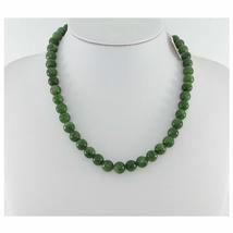 0.4&quot; China Certified Nature Hetian Nephrite Jade Women&#39;s Green Round Beads Neckl - £77.53 GBP