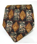 ERMENEGILDO ZEGNA Neck Tie Silk ITALY Brown Diamond Geometric Design 58 ... - $19.55