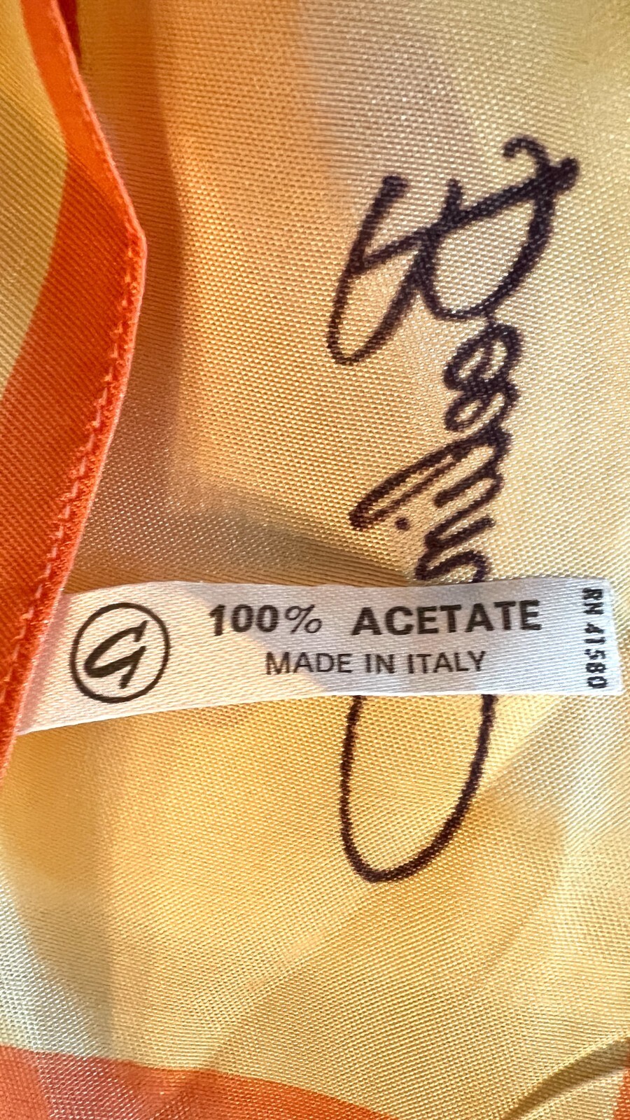 Beeline Italy Scarf  Mod Flowers Orange 1970S Multiples Item image 5