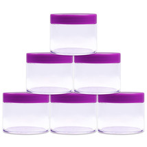 6 Pieces 2Oz/60G/60Ml Hq Acrylic Leak Proof Clear Container Jars W/Purple Lid - £15.88 GBP