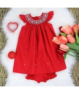 Red Bishop Smocked Baby Girl Dress. Toddler Girls Vintage Smocking Bisho... - $571.18 MXN