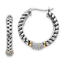 Sterling Silver 14K Gold 1/10Ct. Diamond Hoop Earrings Jewerly - £156.18 GBP