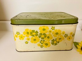 Vitg Decoware Metal Tin Bread Box Vegetable Avacado Olive Yellow Floral ... - £29.74 GBP