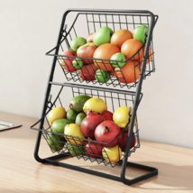 Two Basket Rack Shelf Organizer for Kitchen Bathroom, Vegetables Fruits ... - £19.71 GBP