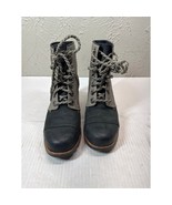 Sorel Women&#39;s PDX Boot Wedge Lace Up Bootie Black Leather Tan Canvas Size 8 - $1,491.80 MXN