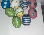 Lot of 9 Vintage Hand Painted Decorative Wooden Eggs Easter Springo - £14.43 GBP