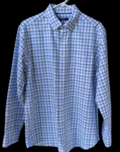 Cremieux Blue Green Check Dress Shirt L Collar 16.5&quot; Sleeves 34.5&quot; Chest Pocket - £13.18 GBP