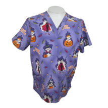 Disney Medical Scrub Shirt 101 dalmations Cruella Devil Halloween dogs L Unisex - £17.16 GBP