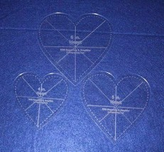 Heart Template 3 Piece Set. 4&quot;,5&quot;,6&quot; - 1/8&quot;-with seam allowance, guidelines - £21.39 GBP