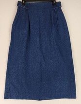 British Passage Skirt Womens 14 Blue Denim Pleated Business Casual Vinta... - £42.67 GBP