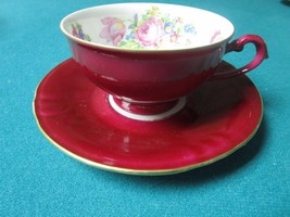 Winterling Bavaria Germany Ceramic Red Floral Cup And Saucer [89b] - £35.52 GBP