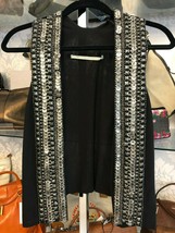 TWELFTH STREET by CYNTHIA VINCENT Black Embellished Open Front Vest Sz S... - $44.98