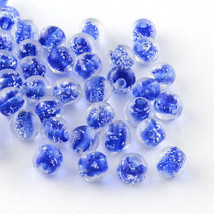 10 Glow In The Dark Glass Beads 8mm Lampwork D Blue Jewelry Making Supplies Set - £6.77 GBP