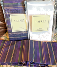 New Vintage Ralph Lauren Studio Stripe European Pillow Shams 2 Purple Stripe - £55.35 GBP