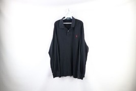 Vtg 90s Ralph Lauren Mens XL Faded Collared Long Sleeve Rugby Polo Shirt Black - £35.68 GBP