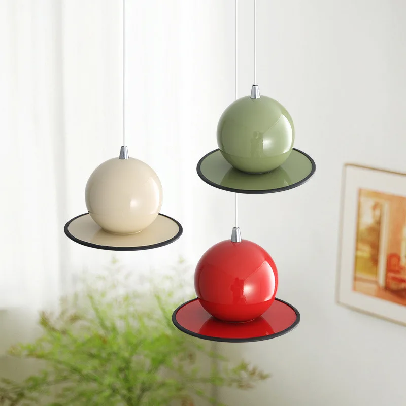 Novelty Red Green Beige Metal Pendant Light New Style Bedroom Dining Roo... - $70.34