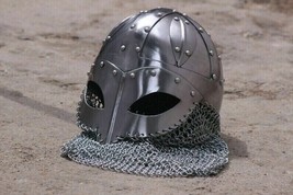Medieval Viking Warrior Helmet, Battle Ready Helmet, Viking Chainmail Helmet - £96.29 GBP