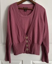 ELLIOTT LAUREN Sweater Set Silk Cashmere Tank &amp; Cardigan Mauve Pink - $24.95