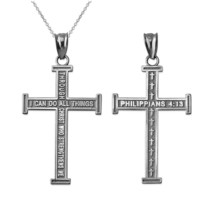 14K White Gold Reversible Christian Cross Pendant Necklace - £94.02 GBP+