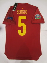 Sergio Busquets Spain 20/21 Euro Match Slim Red Home Soccer Jersey 2020-2021 - £72.11 GBP