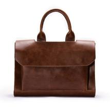 Vintage Leather Briefcases Men Messenger Bags Brown Luxury Business Briefcase - £66.49 GBP