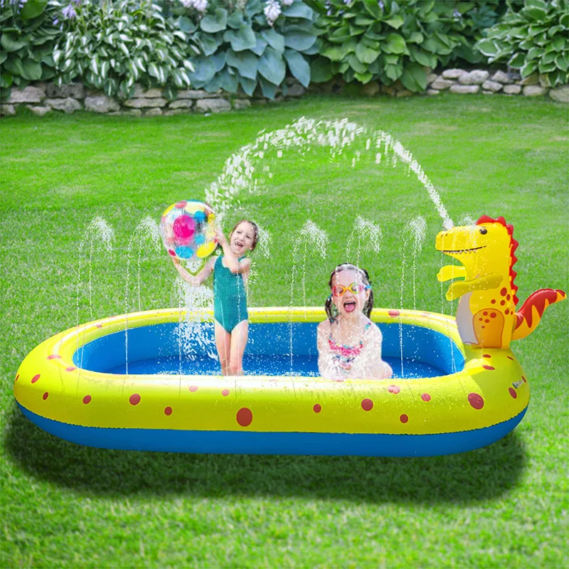 Cartoon Inflatable Dinosaur Fountain Outdoor Dolphin Watering Mat Children&#39;s - £53.26 GBP